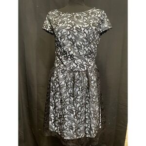 THREE PINK HEARTS Juniors Dress Sz 11 Black Lace Blue Lined Fit & Flare Party